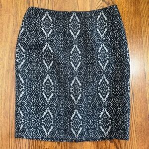 Talbots Petite Black White Wool Blend Pencil Skirt Size 10P